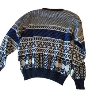 Vintage Expressions Knitted Geometric Winter Holiday Grandpa Sweater Large